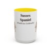 15oz Sussex Spaniel Latin Mug, Yellow, front view