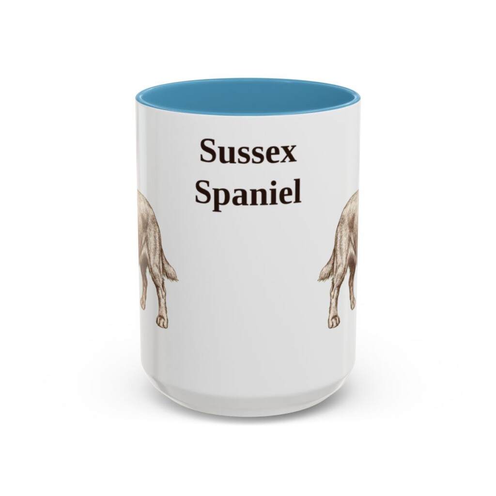 15oz Sussex Spaniel Mug, Light Blue, front view