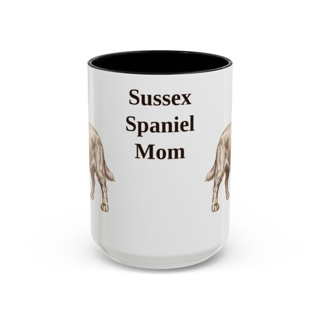 15oz Sussex Spaniel Dog Mom Mug, Black, front view