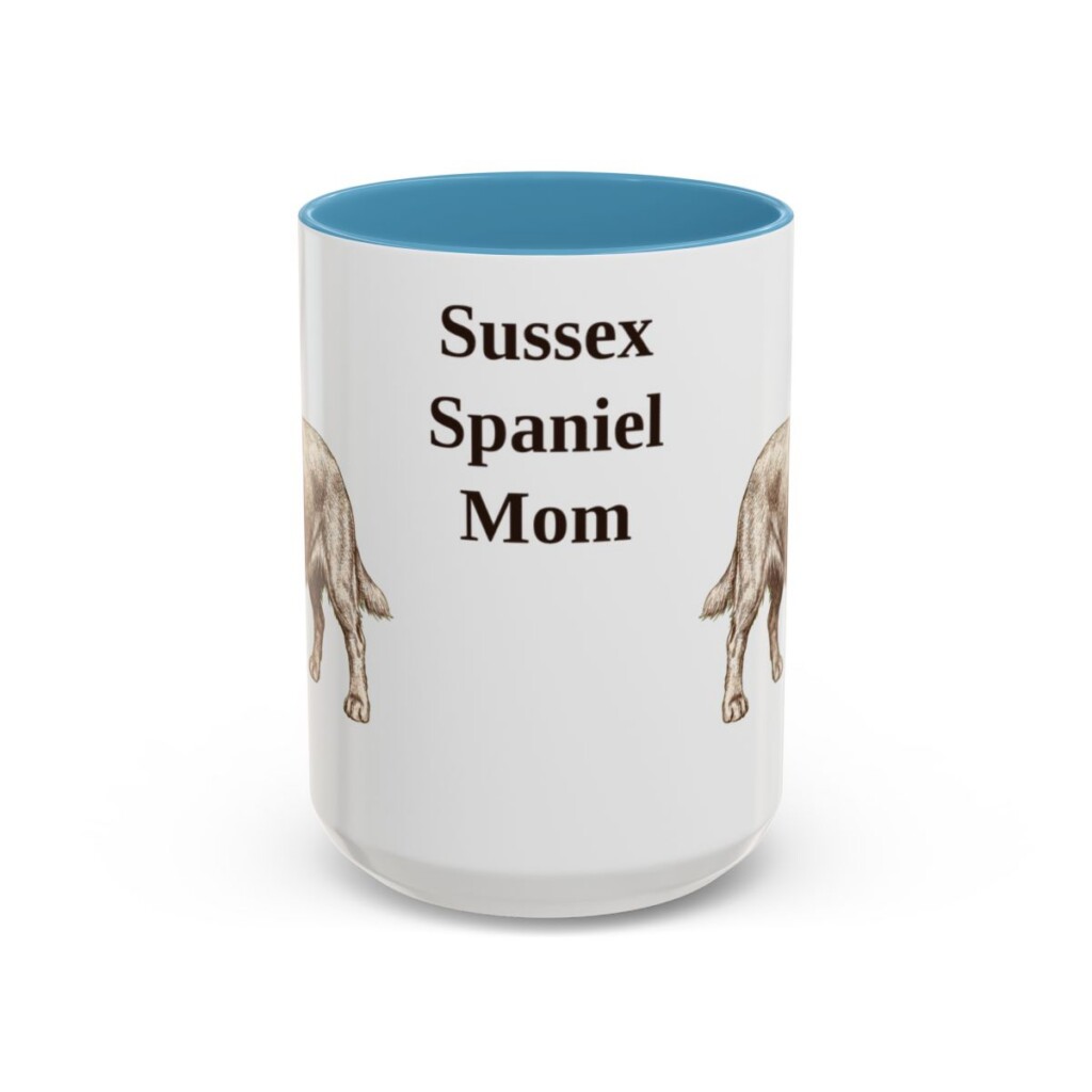 15oz Sussex Spaniel Dog Mom Mug, Light Blue, front view