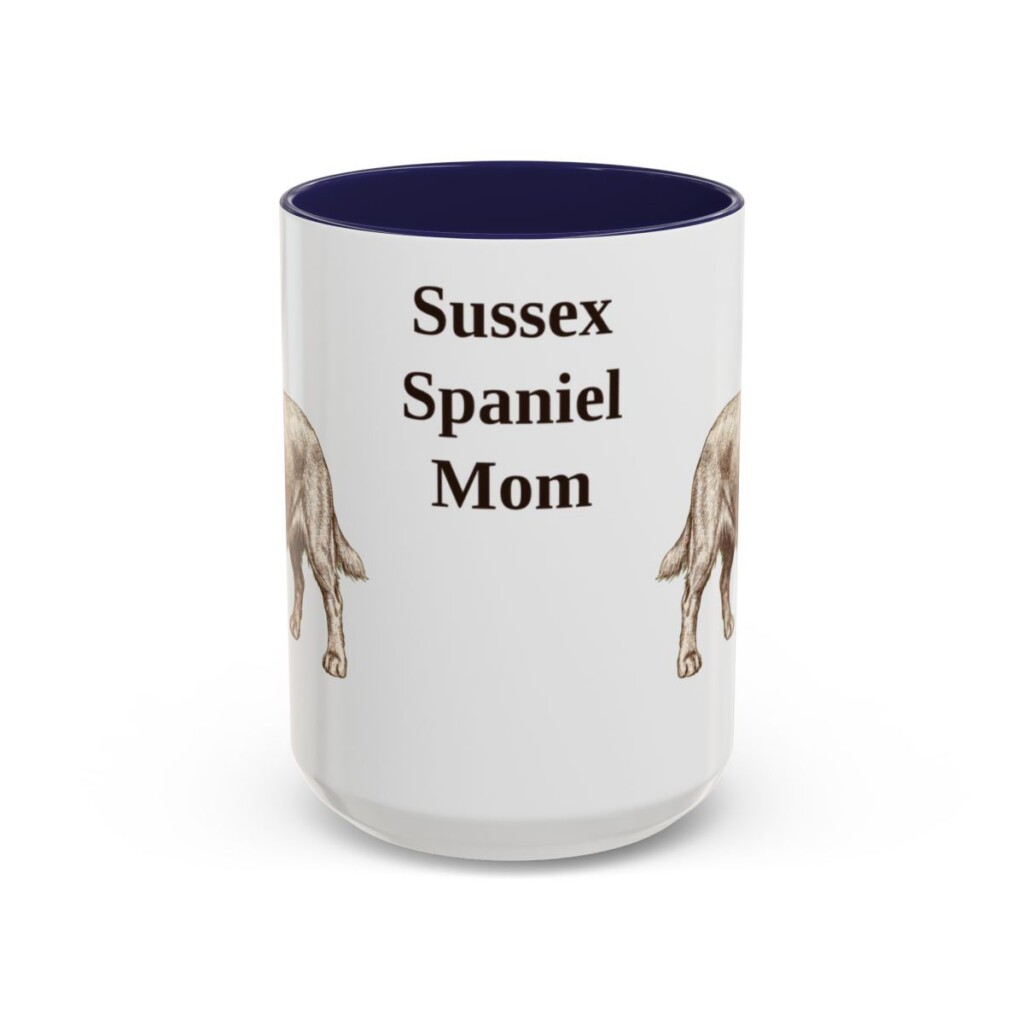 15oz Sussex Spaniel Dog Mom Mug, Navy, front view