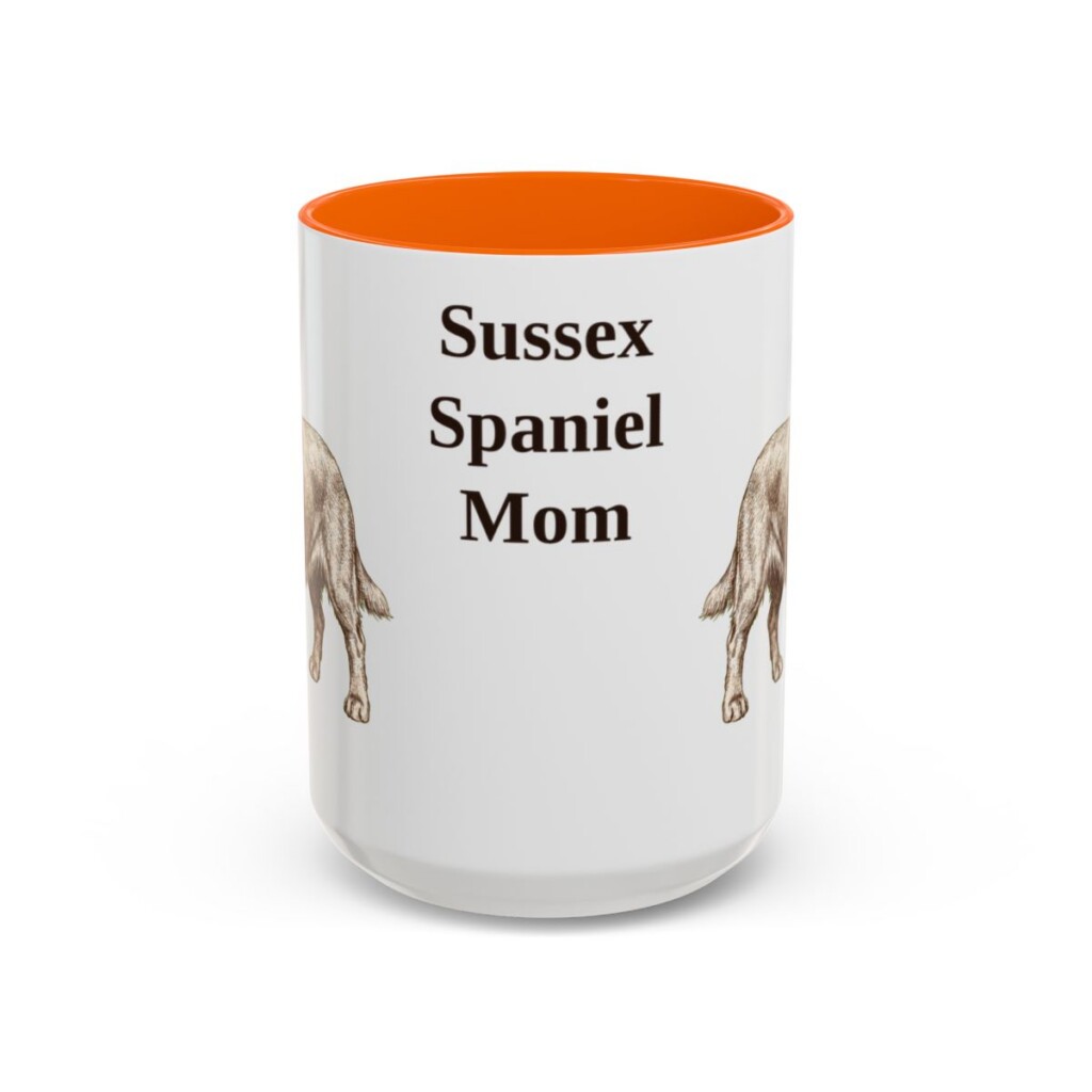 15oz Sussex Spaniel Dog Mom Mug, Orange, front view