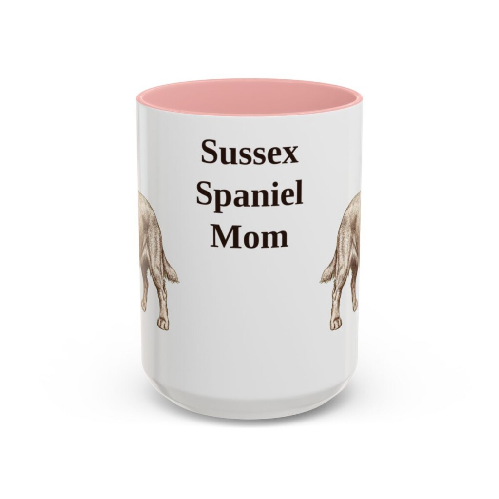 15oz Sussex Spaniel Dog Mom Mug, Pink, front view