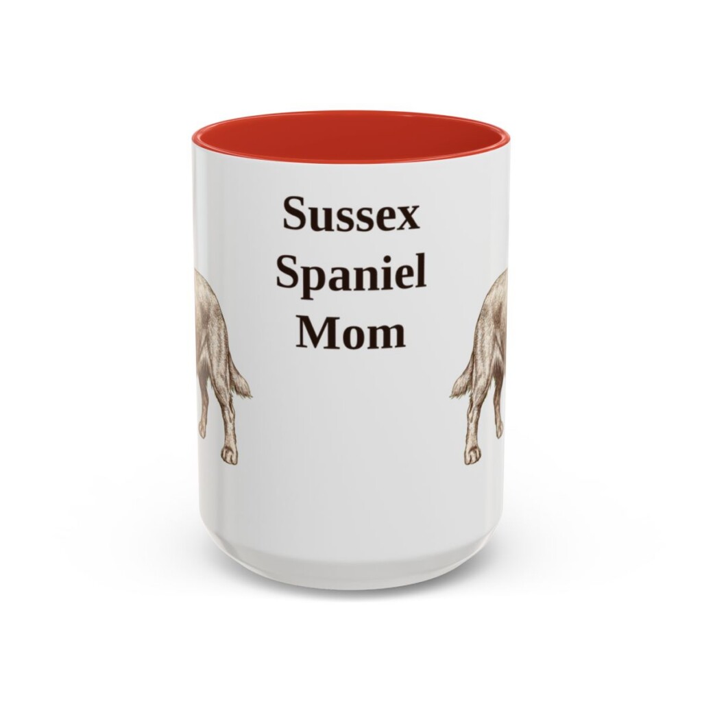 15oz Sussex Spaniel Dog Mom Mug, Red, front view