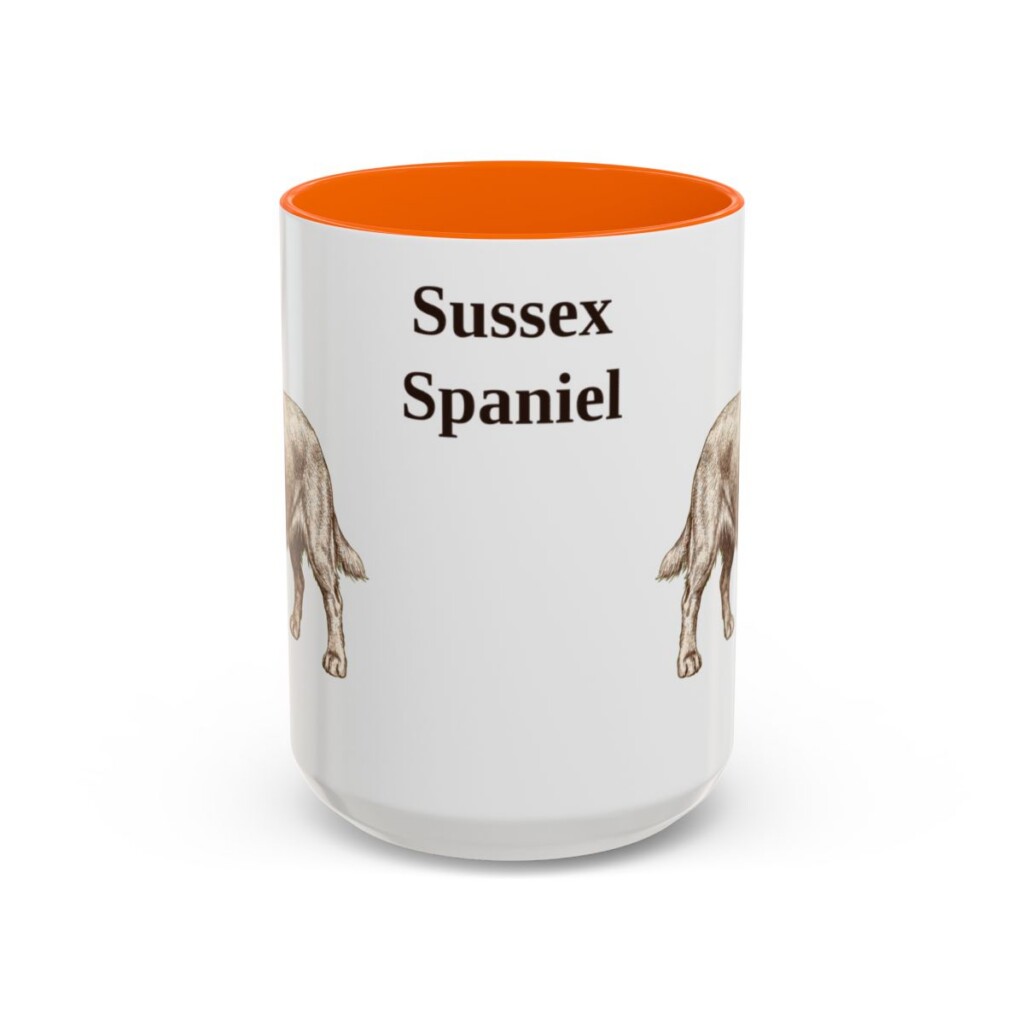 15oz Sussex Spaniel Mug, Orange, front view