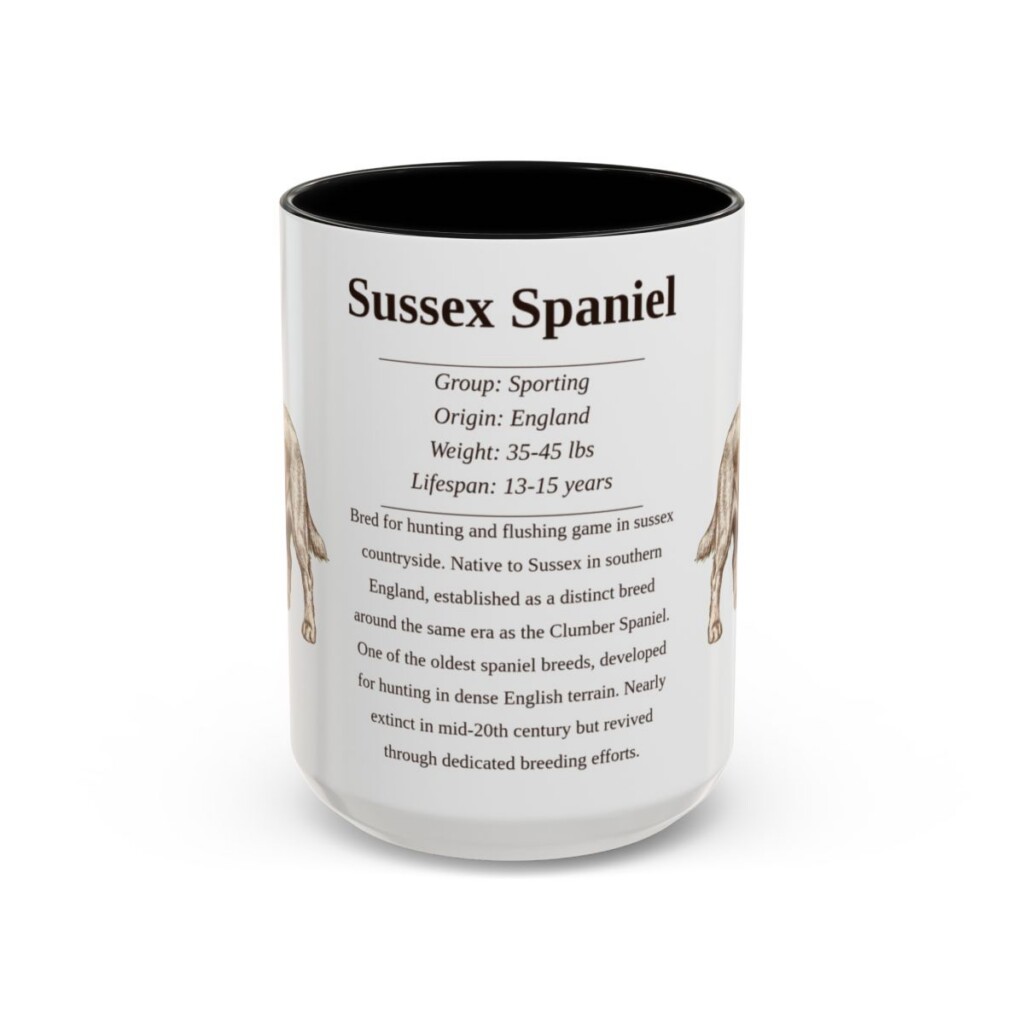 15oz Sussex Spaniel Mug, Black, front view