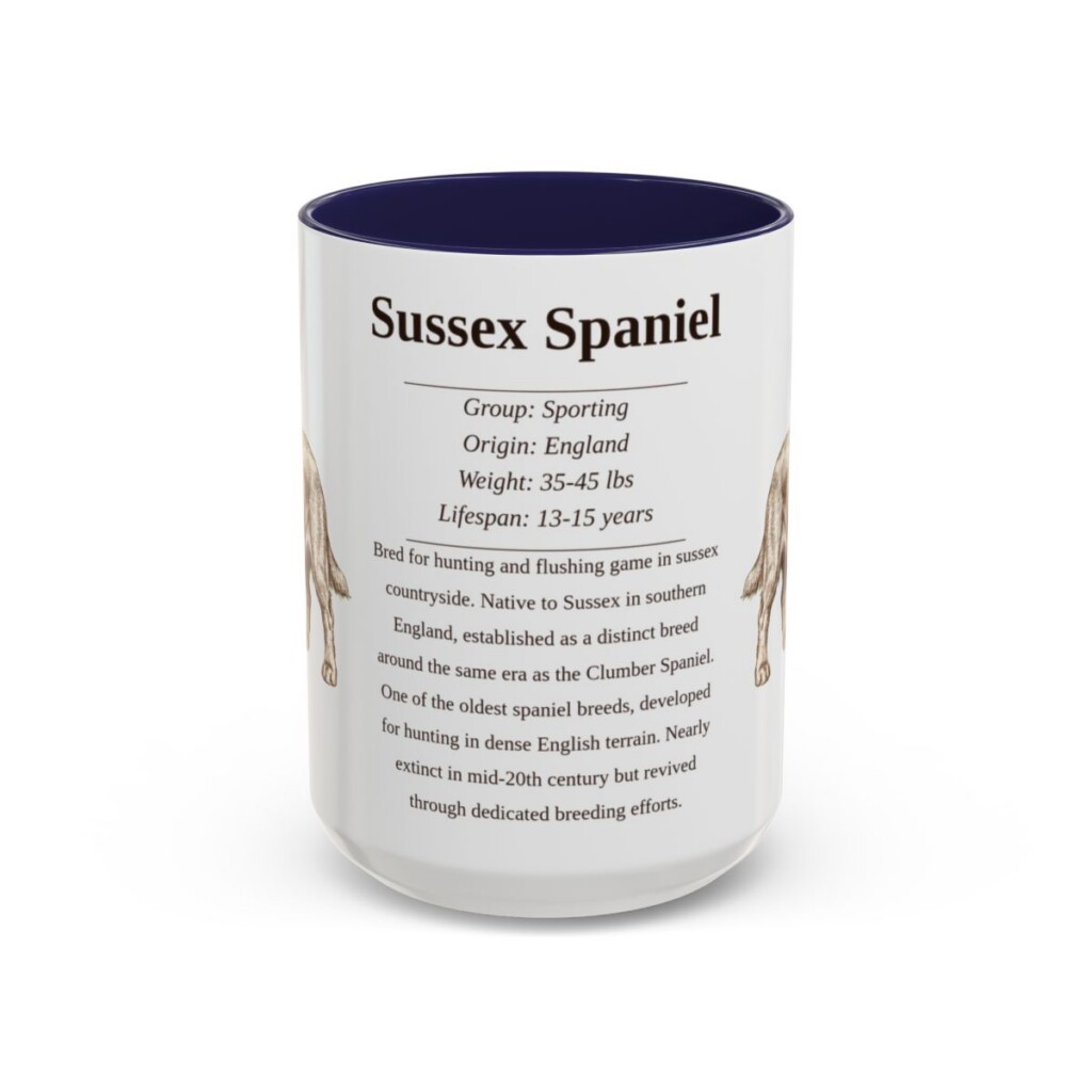 15oz Sussex Spaniel Mug, Navy, front view