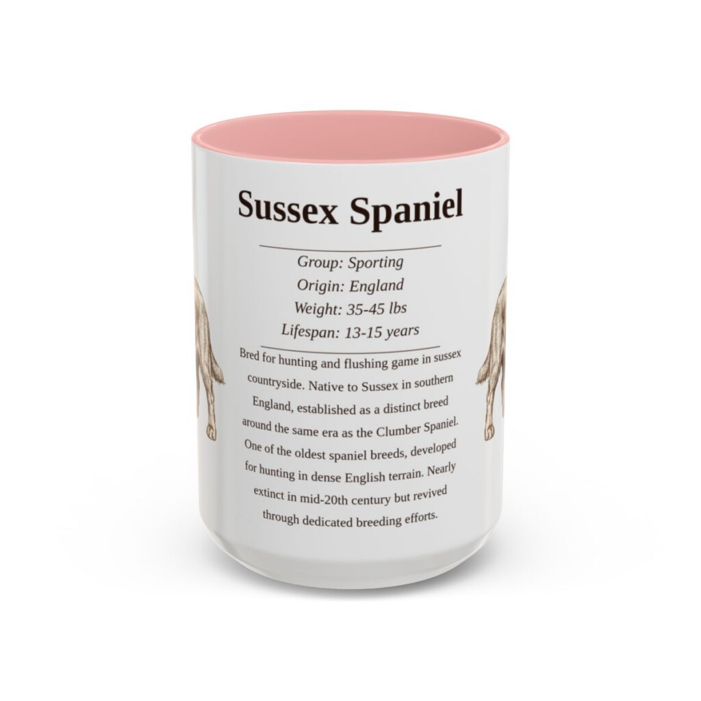 15oz Sussex Spaniel Mug, Pink, front view