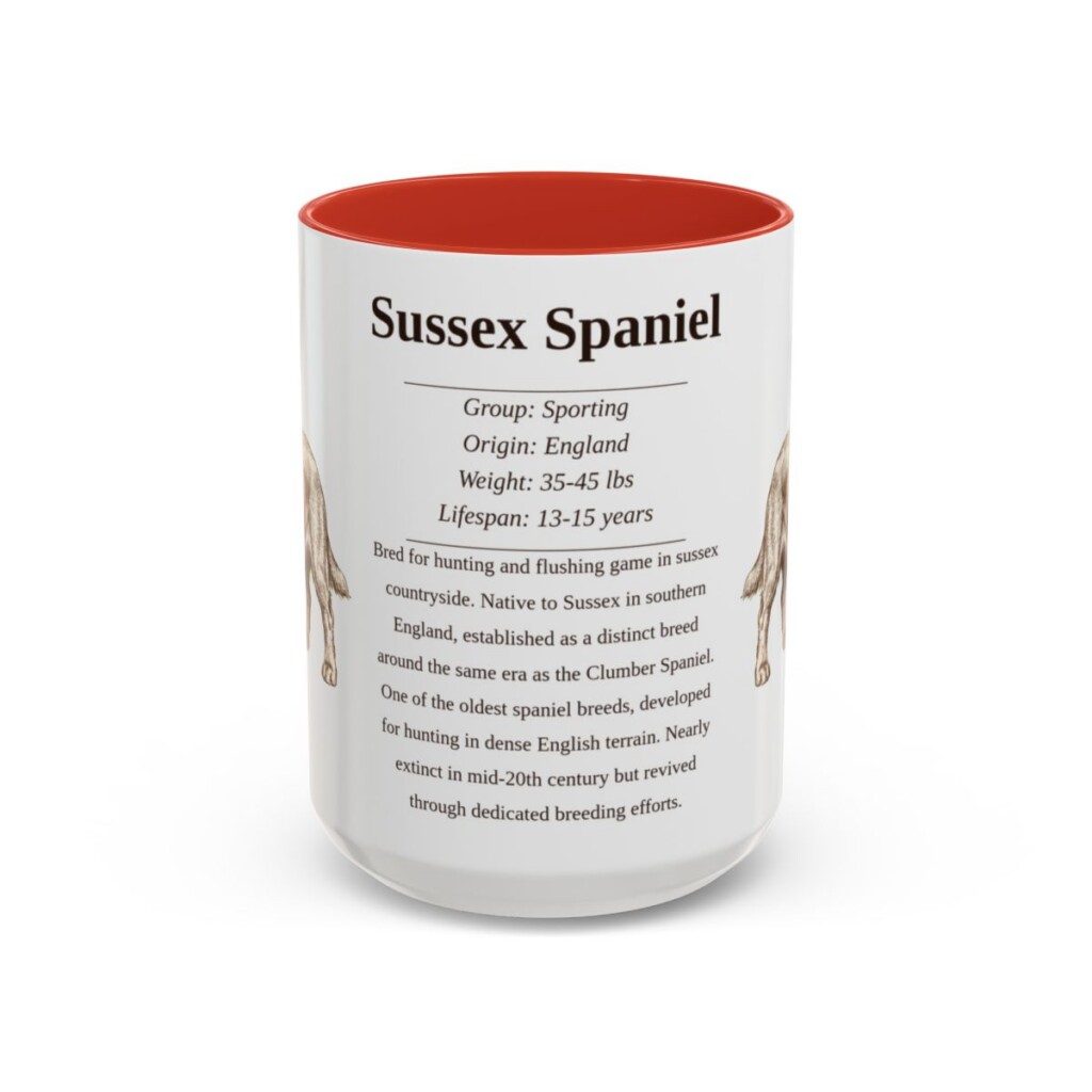 15oz Sussex Spaniel Mug, Red, front view