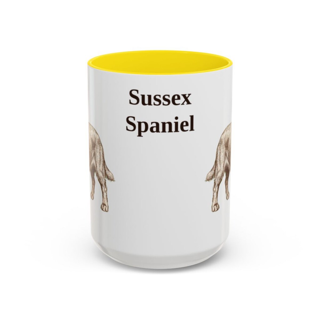 15oz Sussex Spaniel Mug, Yellow, front view