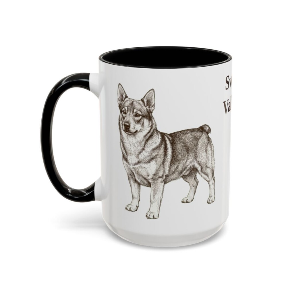 15oz Swedish Vallhund Mug, Black, left side view