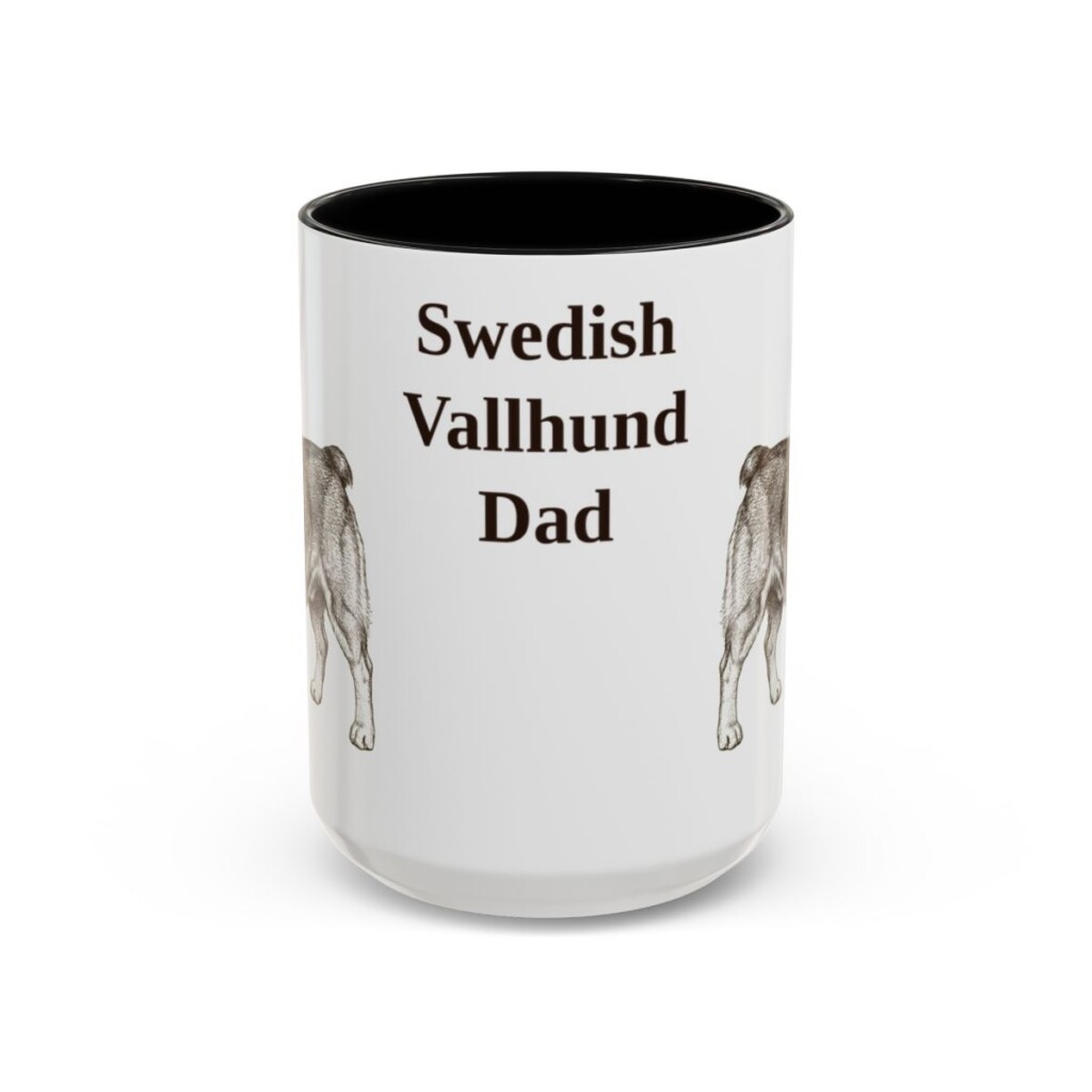 15oz-swedish-vallhund-mug-dad-black-front 15oz Swedish Vallhund Dog Dad Mug, Black, front view