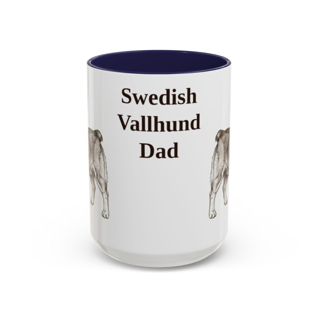 15oz-swedish-vallhund-mug-dad-navy 15oz Swedish Vallhund Dog Dad Mug, Navy, front view