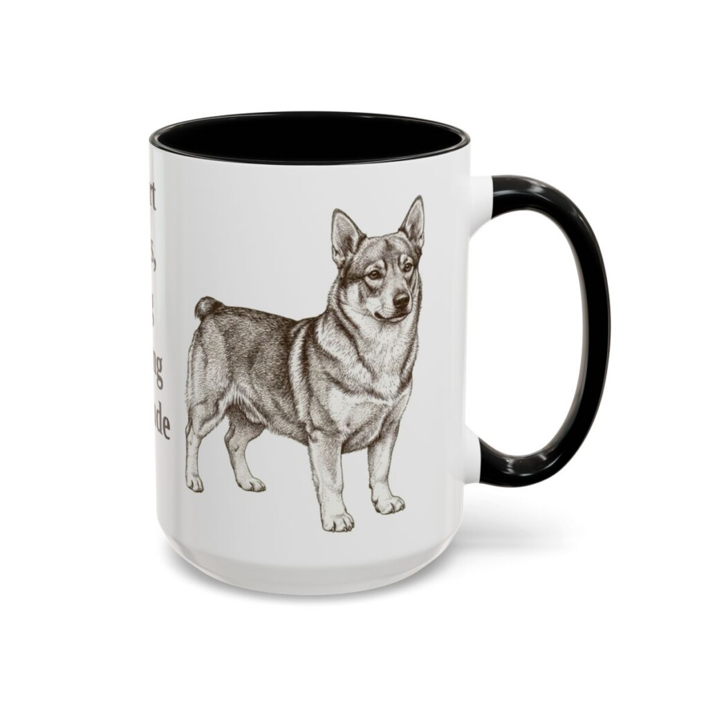 15oz-swedish-vallhund-mug-humor-black-right 15oz Funny Swedish Vallhund Mug, Black, right side view