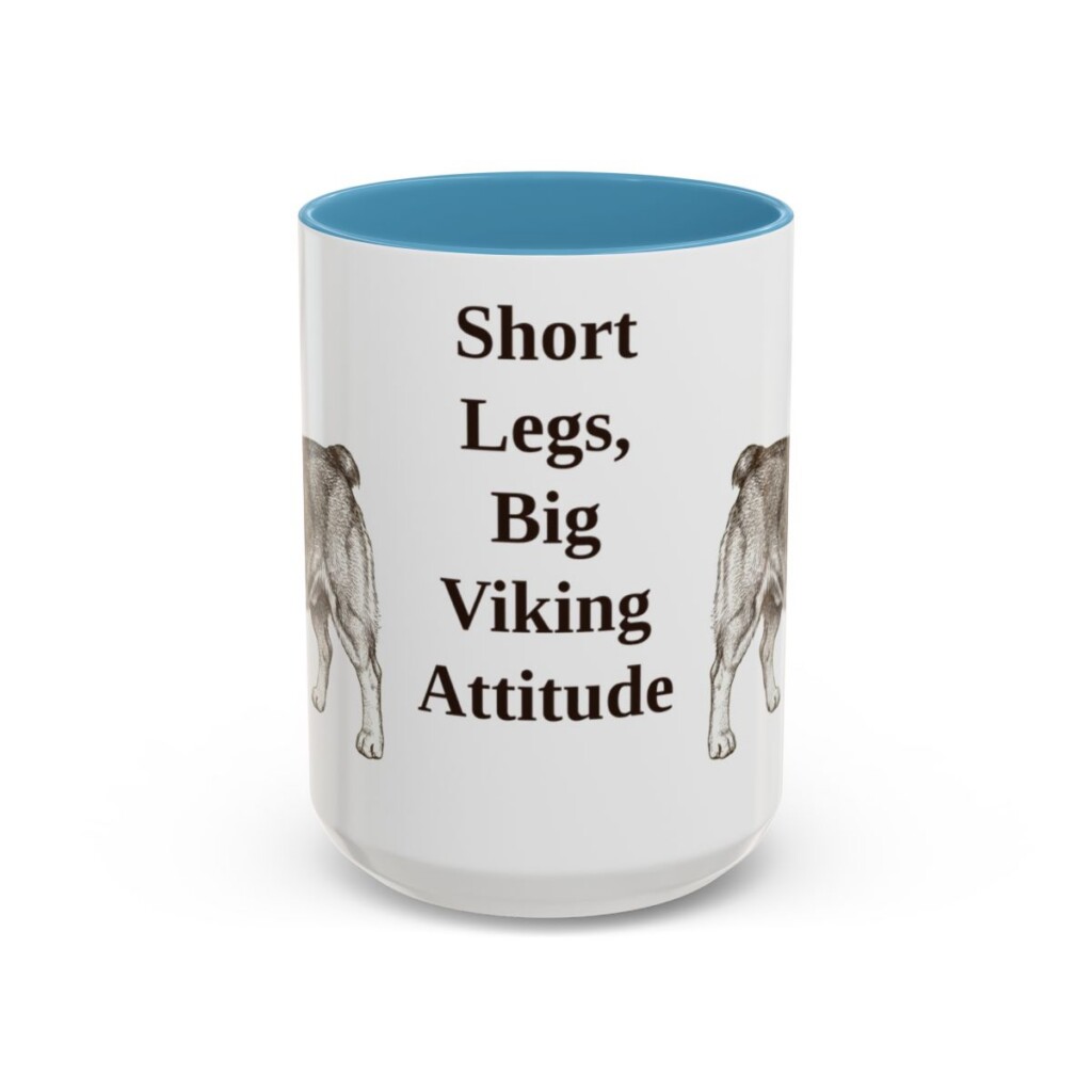 15oz-swedish-vallhund-mug-humor-light-blue 15oz Funny Swedish Vallhund Mug, Light Blue, front view