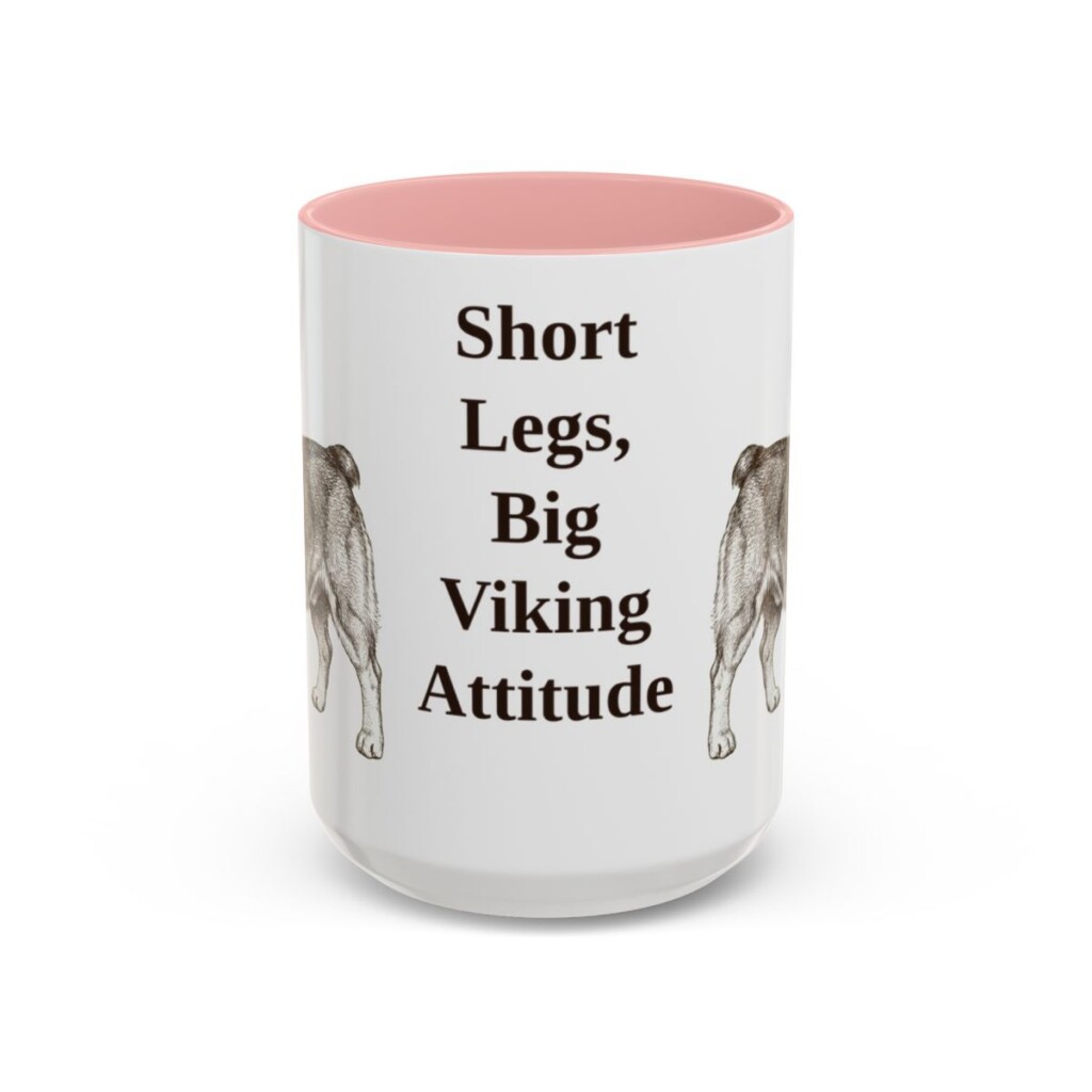 15oz-swedish-vallhund-mug-humor-pink 15oz Funny Swedish Vallhund Mug, Pink, front view