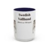 15oz Swedish Vallhund Latin Mug, Navy, front view