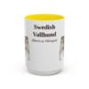 15oz Swedish Vallhund Latin Mug, Yellow, front view