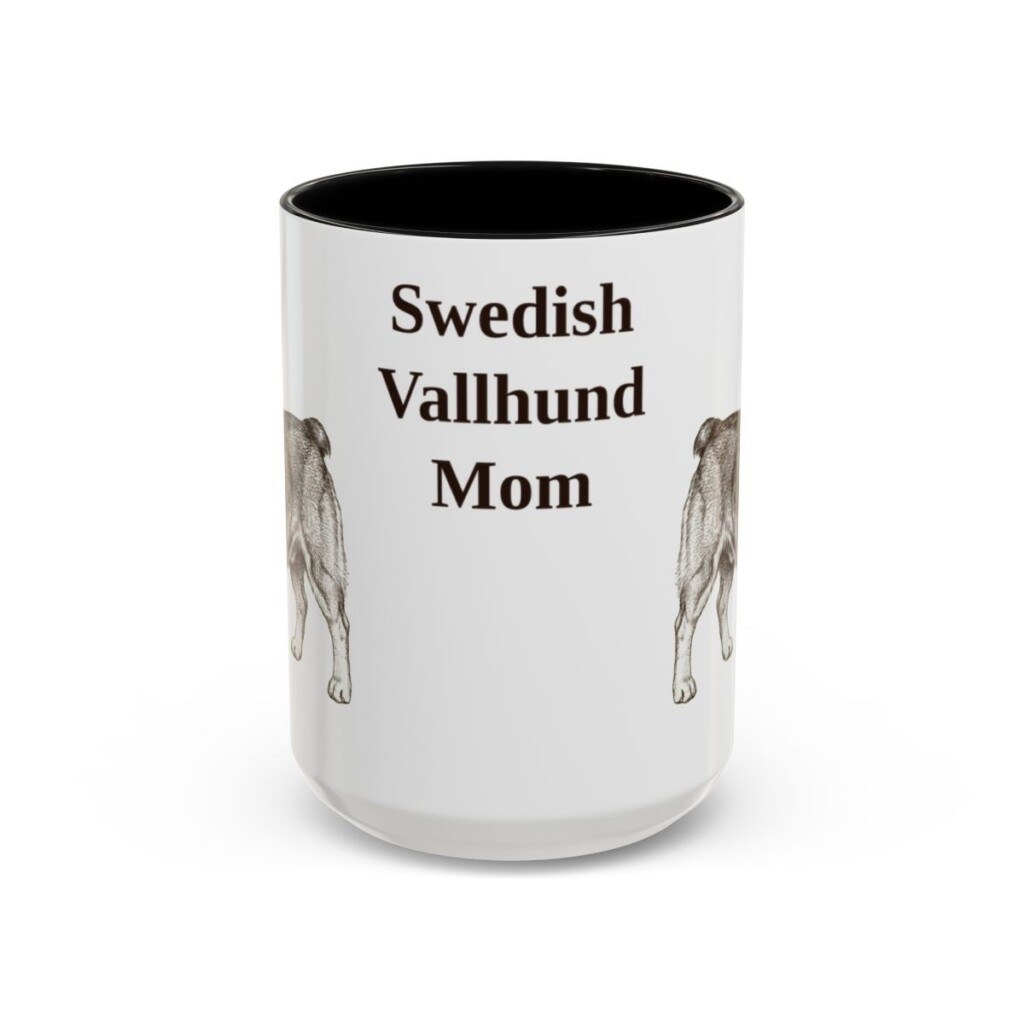 15oz Swedish Vallhund Dog Mom Mug, Black, front view