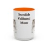 15oz Swedish Vallhund Dog Mom Mug, Orange, front view