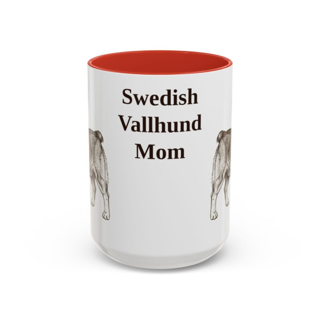 15oz Swedish Vallhund Dog Mom Mug, Red, front view