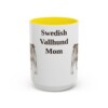 15oz Swedish Vallhund Dog Mom Mug, Yellow, front view