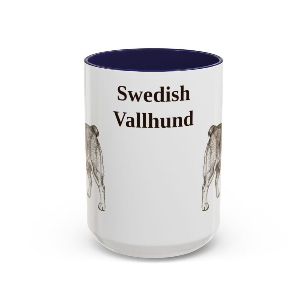 15oz Swedish Vallhund Mug, Navy, front view