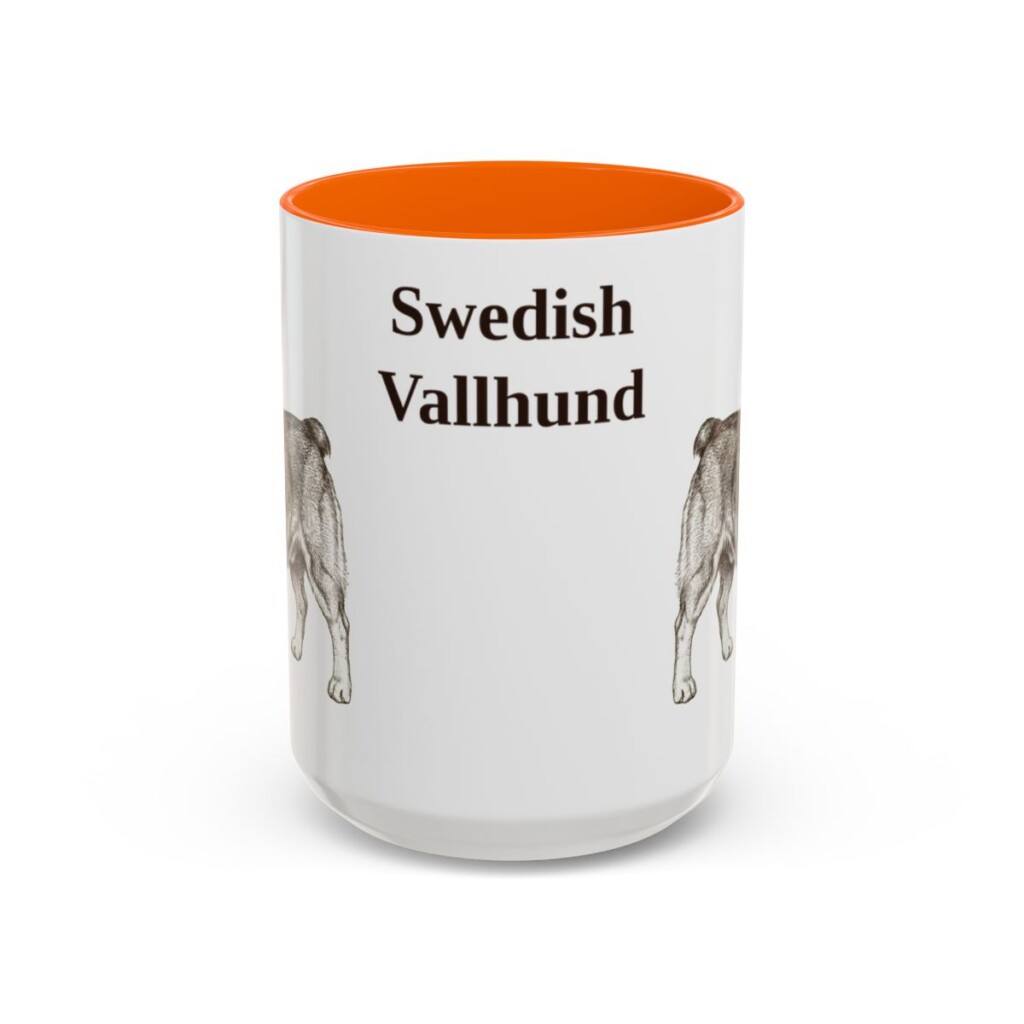 15oz Swedish Vallhund Mug, Orange, front view