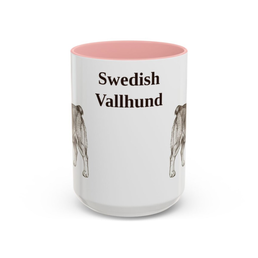 15oz Swedish Vallhund Mug, Pink, front view