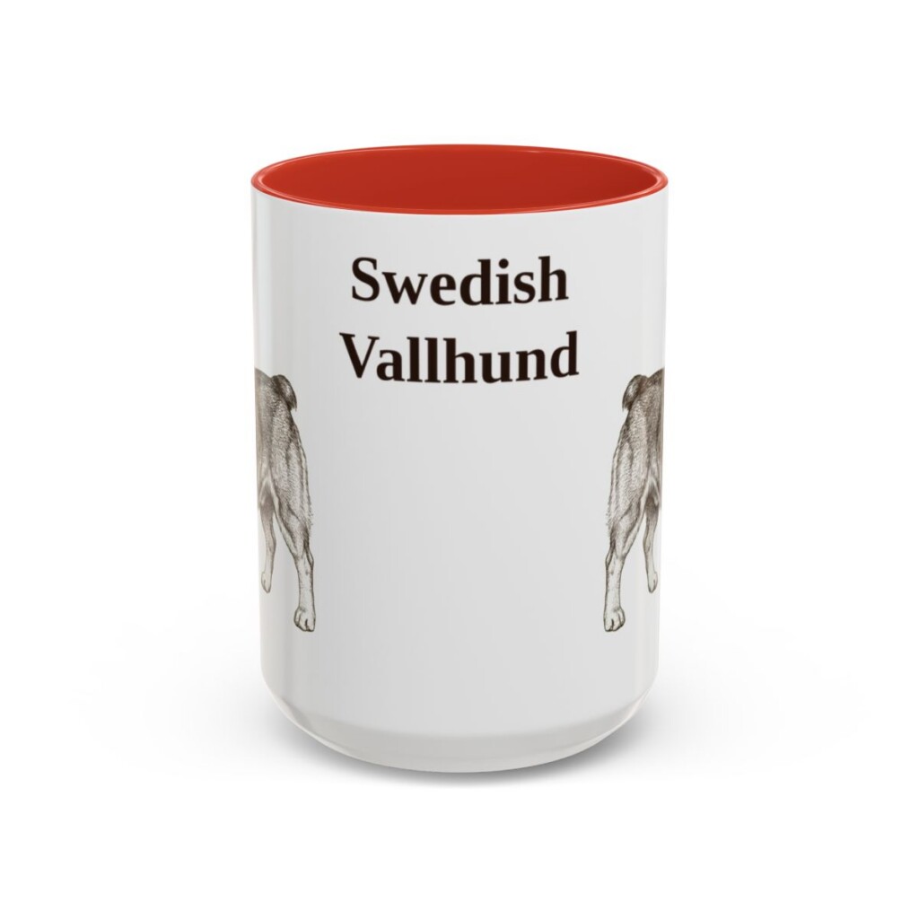 15oz Swedish Vallhund Mug, Red, front view