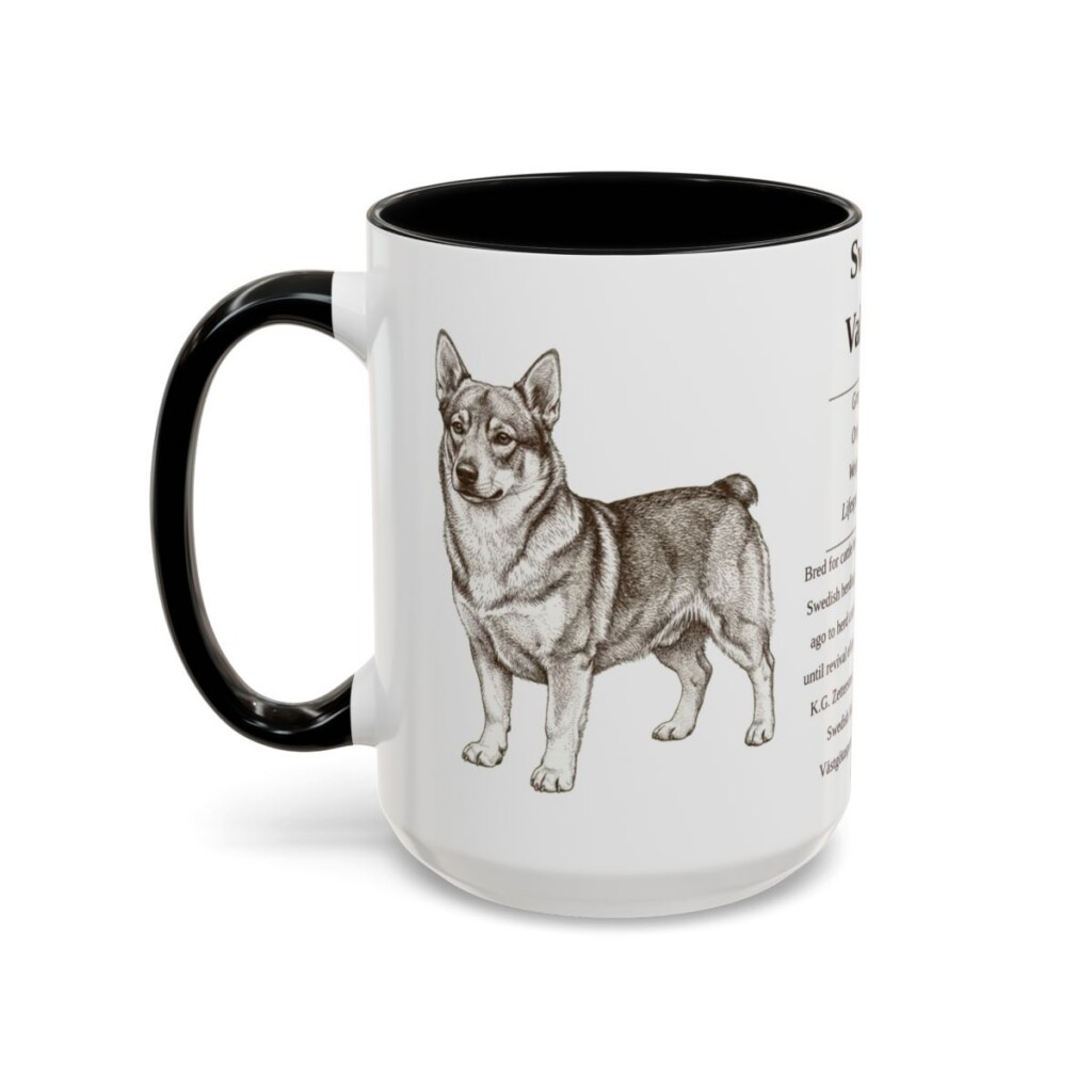 15oz Swedish Vallhund Mug, Black, left side view