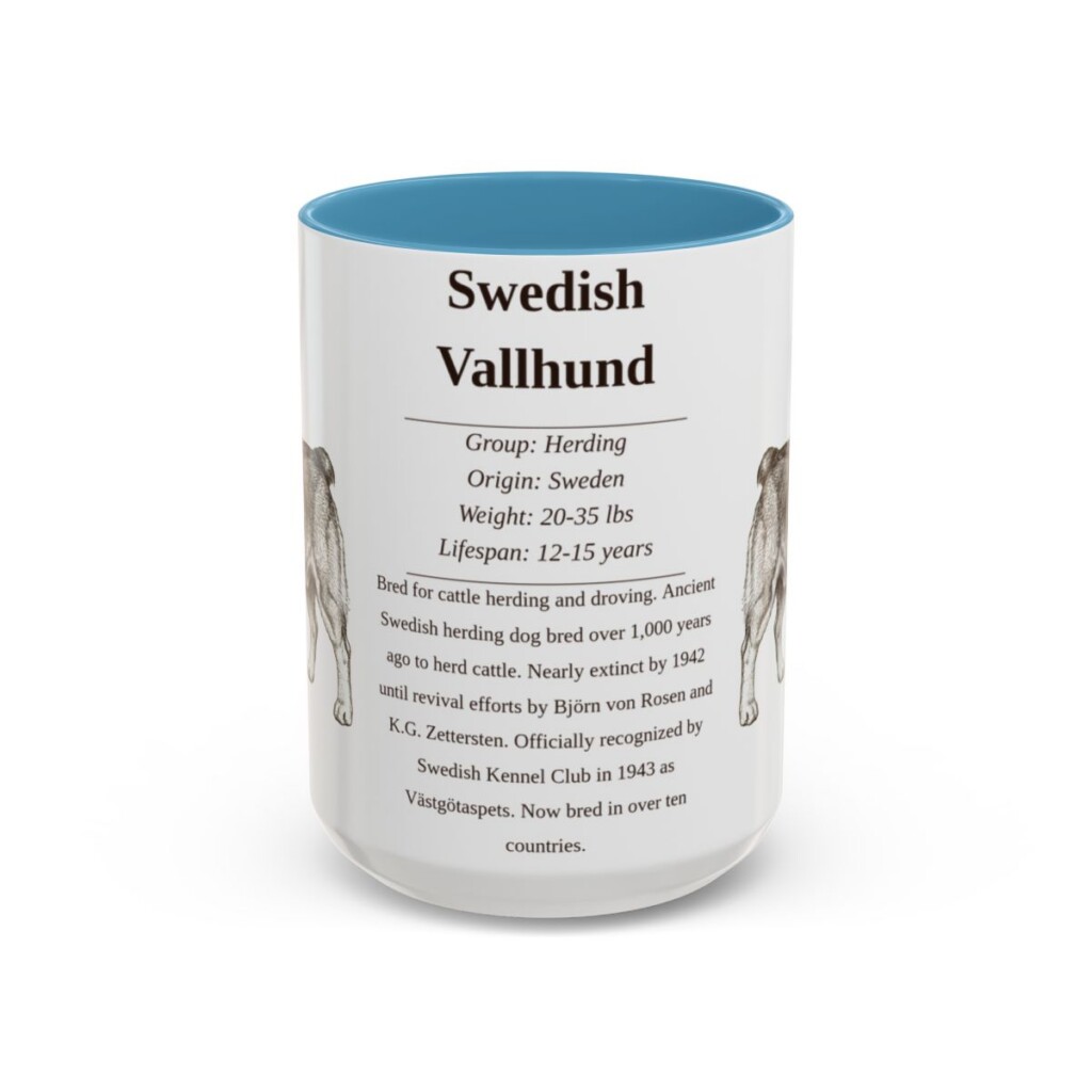 15oz Swedish Vallhund Mug, Light Blue, front view