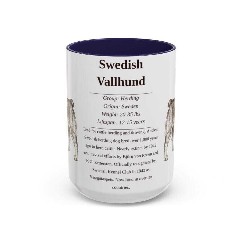 15oz Swedish Vallhund Mug, Navy, front view