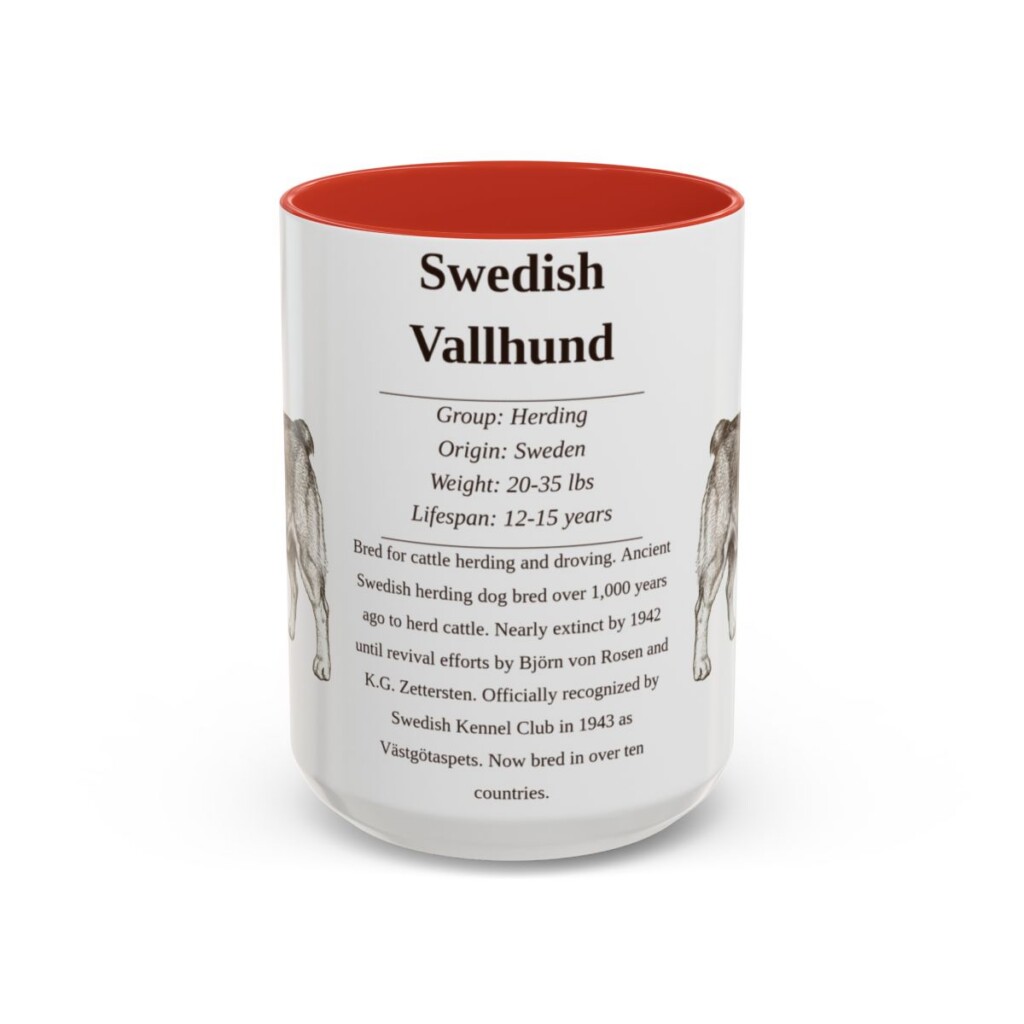 15oz Swedish Vallhund Mug, Red, front view