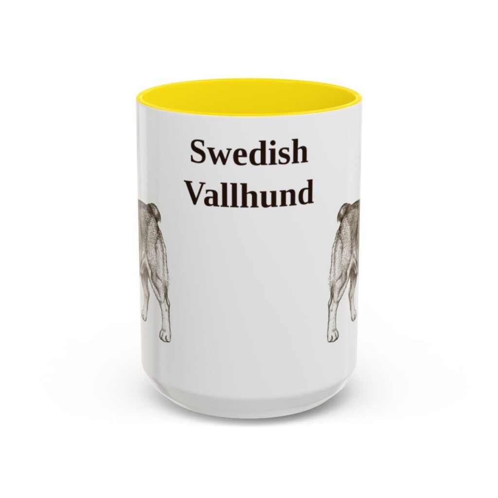 15oz Swedish Vallhund Mug, Yellow, front view