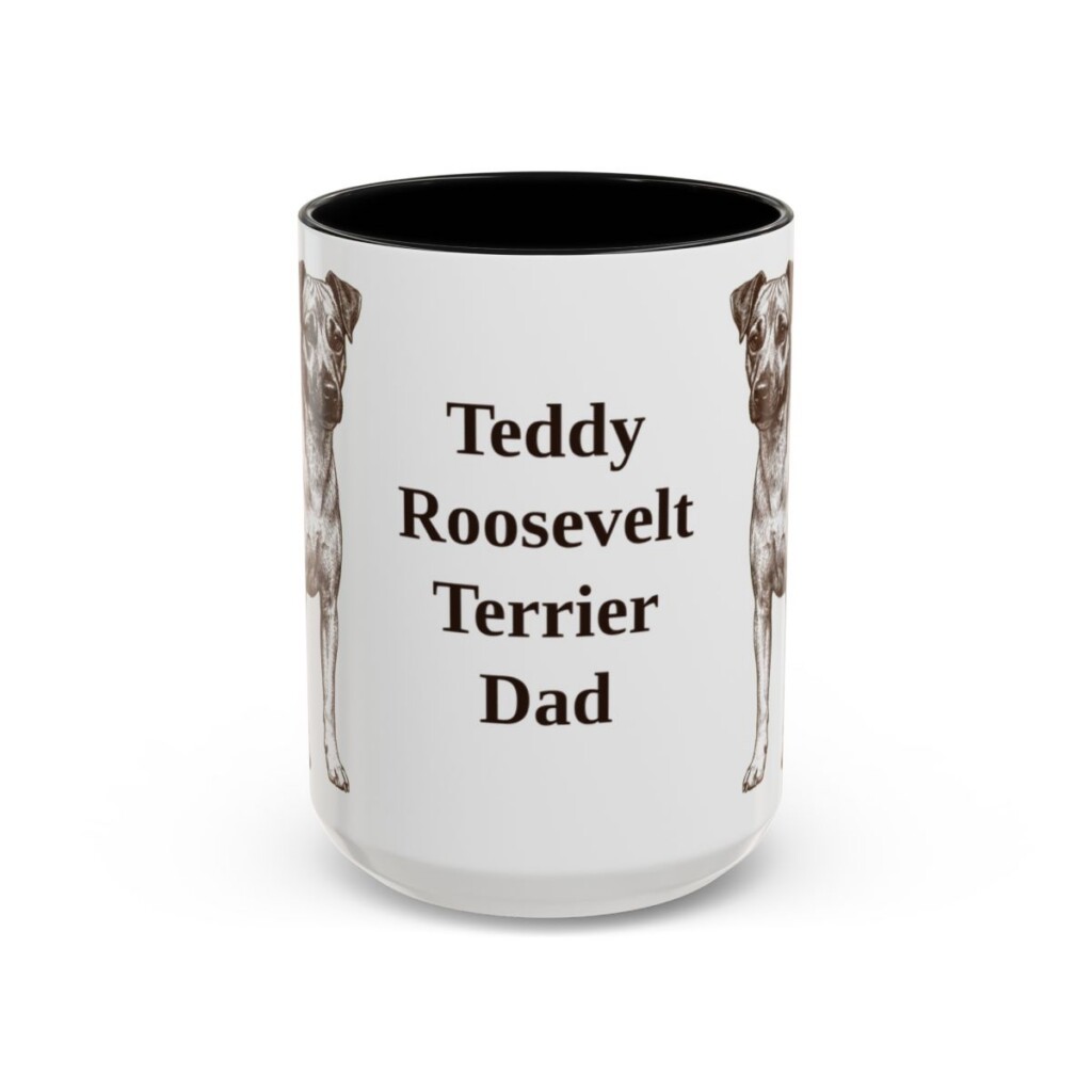 15oz-teddy-roosevelt-terrier-mug-dad-black-front 15oz Teddy Roosevelt Terrier Dog Dad Mug, Black, front view