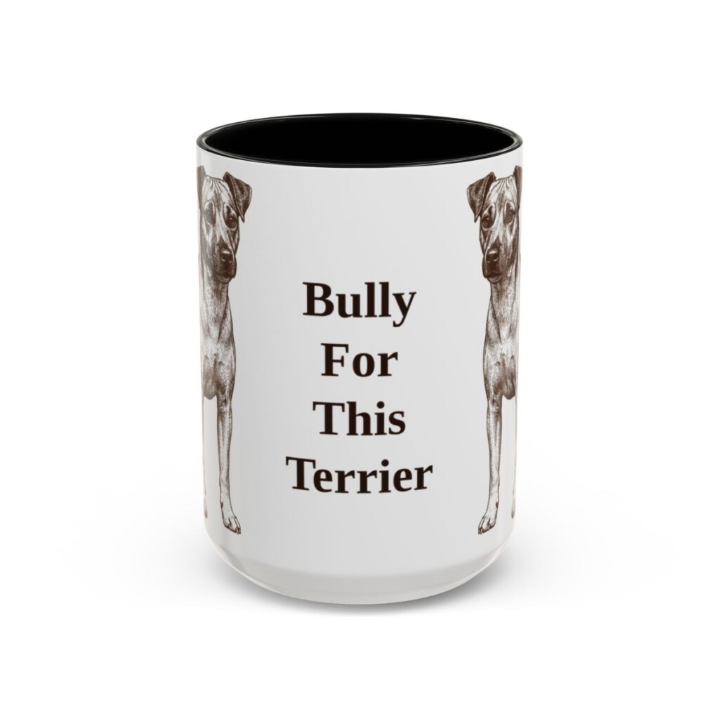15oz Funny Teddy Roosevelt Terrier Mug, Black, front view
