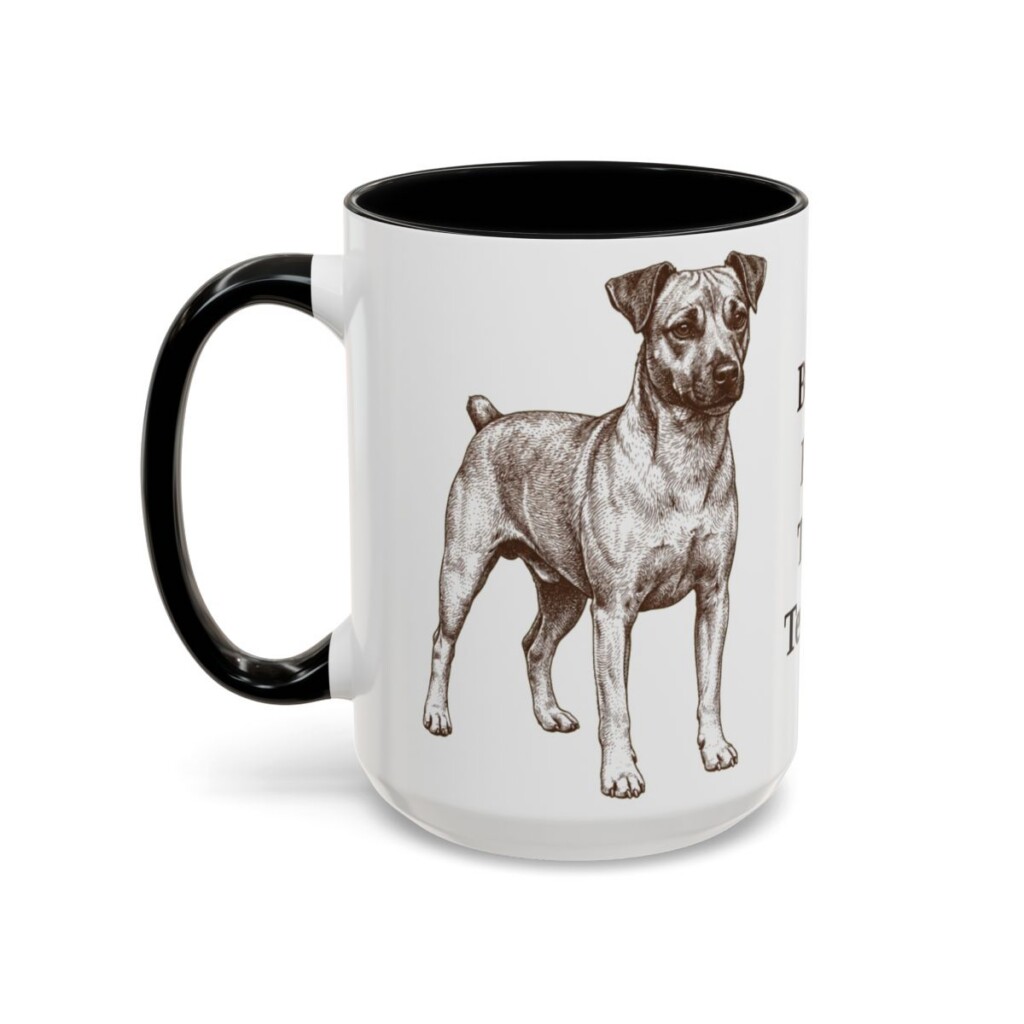 15oz Funny Teddy Roosevelt Terrier Mug, Black, left side view