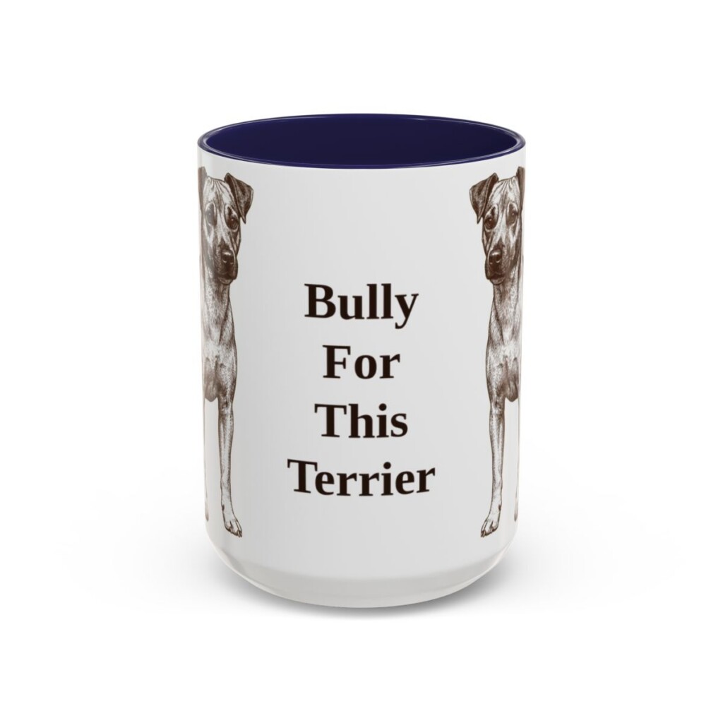 15oz Funny Teddy Roosevelt Terrier Mug, Navy, front view