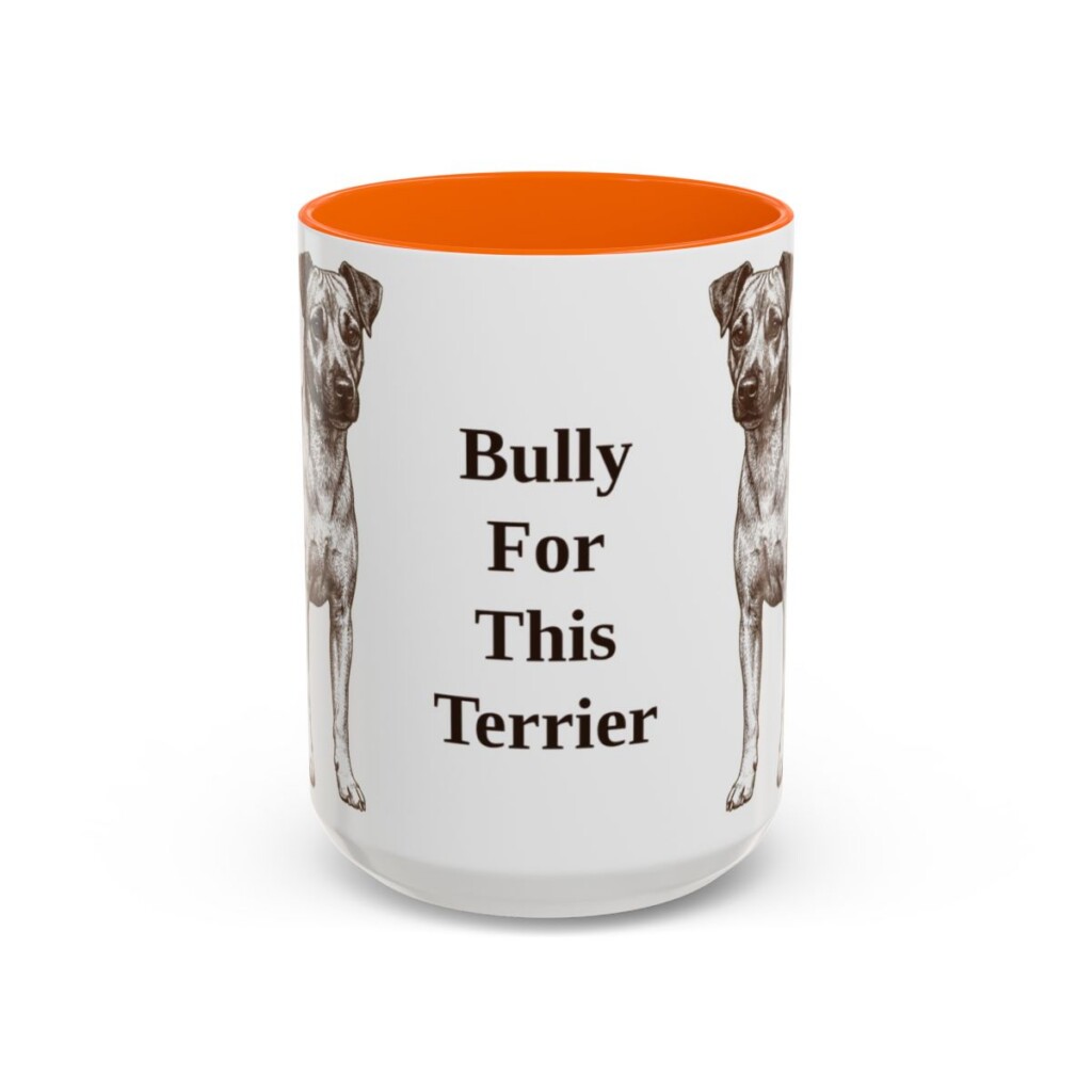 15oz Funny Teddy Roosevelt Terrier Mug, Orange, front view