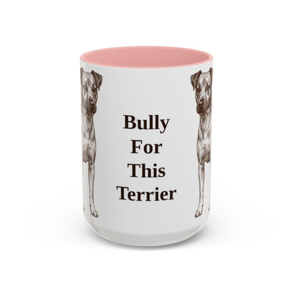 15oz Funny Teddy Roosevelt Terrier Mug, Pink, front view