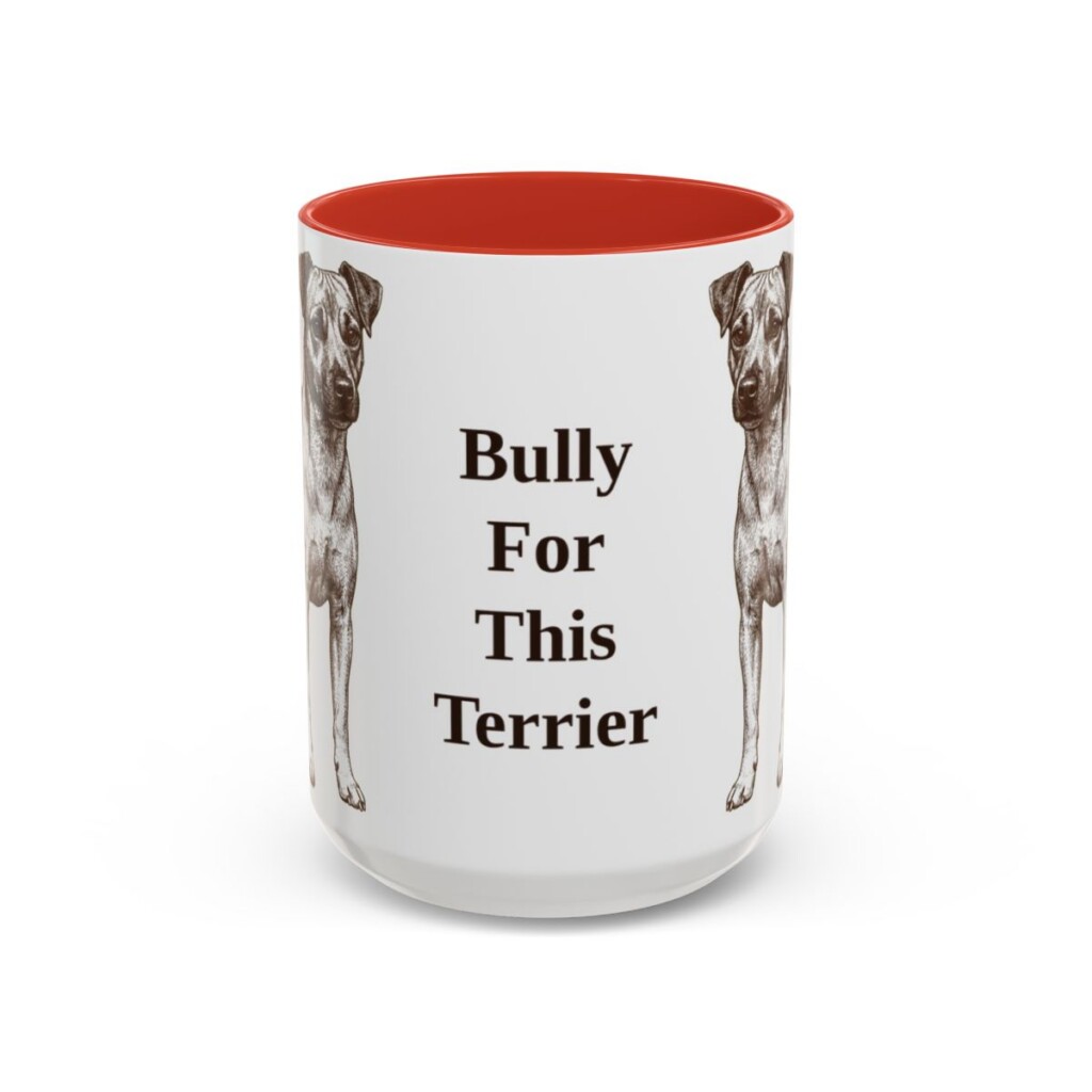 15oz Funny Teddy Roosevelt Terrier Mug, Red, front view