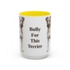 15oz Funny Teddy Roosevelt Terrier Mug, Yellow, front view