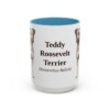 15oz Teddy Roosevelt Terrier Latin Mug, Light Blue, front view