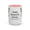 15oz Teddy Roosevelt Terrier Latin Mug, Pink, front view