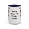 15oz Teddy Roosevelt Terrier Dog Mom Mug, Navy, front view