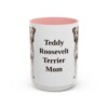 15oz Teddy Roosevelt Terrier Dog Mom Mug, Pink, front view