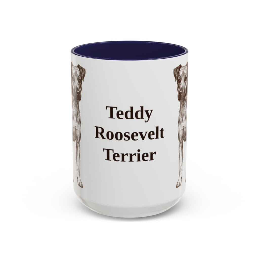 15oz Teddy Roosevelt Terrier Mug, Navy, front view