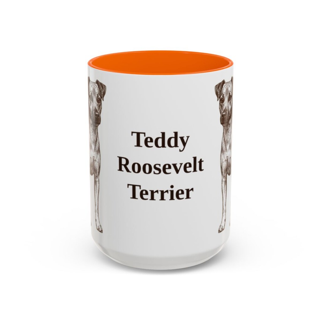 15oz Teddy Roosevelt Terrier Mug, Orange, front view
