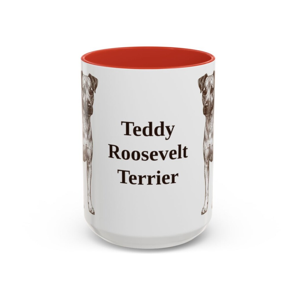 15oz Teddy Roosevelt Terrier Mug, Red, front view